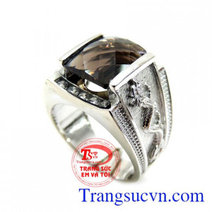 Nhẫn Nam Vàng Trắng Khắc Rồng Nổi chất lượng vàng đảm bảo 14K. Nhẫn Nam Vàng Trắng Khắc Rồng Nổi, nhẫn nam đẹp, nhẫn nam vàng tây