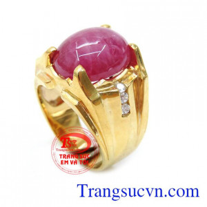 Món quà hoàn hảo dành cho nam,Nhẫn nam ruby Có Giấy Kiểm Định Đá Quý Và Vàng đảm bảo chất lượng