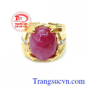 Nhẫn nam đẹp, Bảo hành 6 tháng,Giao Nhẫn nam vàng 10k Ruby thiên nhiên Toàn quốc