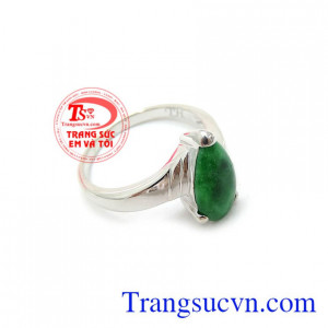 Nhẫn Nữ Vàng Trắng Gắn Đá Ngọc Cẩm Thạch chất lượng vàng đảm bảo. Nhẫn Nữ Vàng Trắng Gắn Đá Ngọc Cẩm Thạch, nhẫn nữ vàng tây, nhẫn nữ đẹp, nhẫn nữ gắn đá ngọc cẩm thạch thiên nhiên