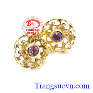 Hoa tai vàng đá Thạch anh tím đeo hợp thời trang,chất lượng hoa tai vàng đảm bảo uy tín hàng đầu việt nam,hoa tai đẹp ,kiểu dáng hiện đại nữ tính giá thành hợp lý.