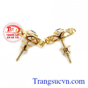 Đôi Bông Tai Thạch Anh Tím Sang Trọng