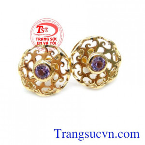 Đôi Bông Tai Thạch Anh Tím Sang Trọng