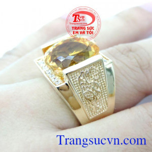 Nhẫn Nam Đá Thạch Anh Vàng phù hợp thị hiếu và phong cách phái mạnh