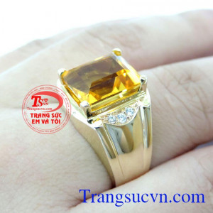 Nhẫn Nam Đá Thạch Anh Vàng 14K May Mắn uy tín, chất lượng, chế tác theo yêu cầu