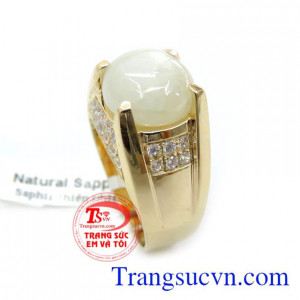 Nhẫn Nam Saphire Phong Thủy chất lượng cao. Nhẫn Nam Saphire Phong Thủy, nhẫn nam vàng tây, nhẫn nam đẹp