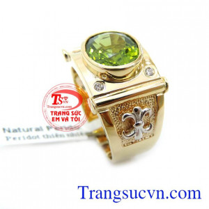 Nhẫn Nam Peridot 14K Trẻ Trung chất lượng cao. Nhẫn Nam Peridot 14K Trẻ Trung, nhẫn nam vàng tây, nhẫn nam đẹp