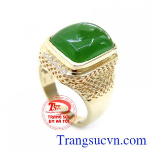 Nhẫn Vẩy Rồng Gắn Đá Nephrite Phong Thủy chất lượng vàng và đá đảm bảo. Nhẫn Vẩy Rồng Gắn Đá Nephrite Phong Thủy
