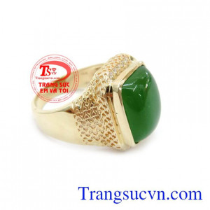 Nhẫn Vẩy Rồng Gắn Đá Nephrite Phong Thủy vàng 14k bền đẹp, chất lượng