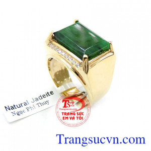 Nhẫn Ngọc Cẩm Thạch Vàng 14K phù hợp với người mệnh Hỏa, đeo phong thủy bảo hộ sức khỏe và cầu mong tiền tài