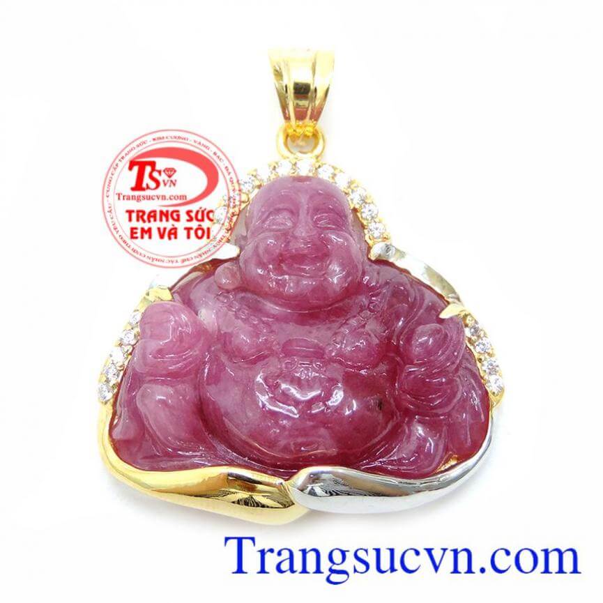 Mặt Phật Di Lặc Ruby Bọc Vàng Tinh Tế