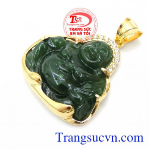 Phật di lặc bọc vàng dành cho nam đeo cùng dây chuyền vàng, hoặc dây cao su bọc rồng, dây da bọc vàng