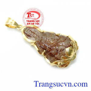 Mặt Phật Quan Âm Thạch Anh Tóc Nâu phong thủy, đẹp, đeo bình an