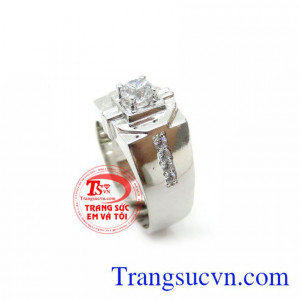 Sản phẩm nhẫn nam vàng trắng phong cách cho nam giới, nhận thiết kế theo yêu cầu