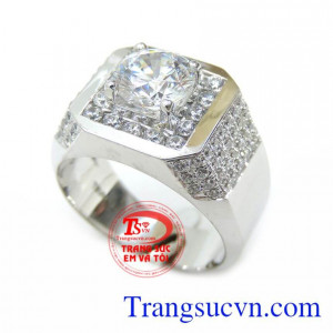 Nhẫn vàng trắng nam 10k bảo hành 6 tháng,giao toàn quốc,Nhẫn vàng trắng nam món quà dành cho nam rất yêu thích.