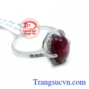 Nhẫn Nữ Vàng Trắng Gắn Đá Ruby Sao Thiên Nhiên chất lượng cao. Nhẫn Nữ Vàng Trắng Gắn Đá Ruby Sao Thiên Nhiên, nhẫn nữ vàng tây, nhẫn nữ đẹp