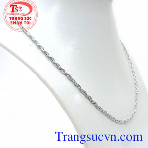 Dây Chuyền Nữ Ý Bện Vàng Trắng, dây chuyền nữ đẹp, dây chuyền vàng trắng 750 nhập khẩu italy nguyên chiếc,