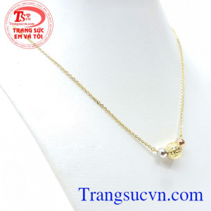 Dây Chuyền Nữ Mặt Bi 3 Màu, dây chuyền nữ vàng tây, dây nữ đeo đẹp