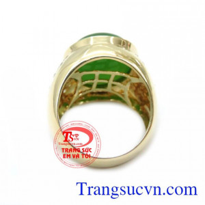 Nhẫn Nam Ngọc Nephrite Thiên Nhiên vàng 14k màu sắc đẹp, chất lượng cao, đeo thời trang và sang trọng