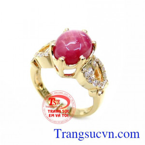 Chiếc Nhẫn Hồng Ngọc Quý Phái, nhẫn nữ vàng tây, nhẫn nữ đẹp. Ruby là tên khoa học, hồng ngọc là tên tiếng việt hay gọi
