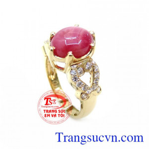 Chiếc Nhẫn Hồng Ngọc Quý Phái chất lượng đá và vàng đảm bảo