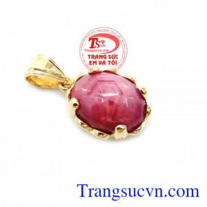 Mặt Dây Chuyền Đá Ruby Bọc Vàng, mặt dây vàng tây đá quý, mặt dây chuyền nữ đẹp.
