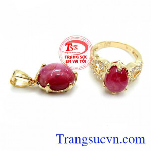Giao hàng toàn quốc. Bộ Trang Sức Nữ Ruby May Mắn