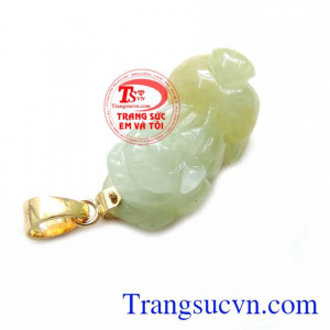 Mặt Tỳ Hưu Chiêu Tài Lộc, mặt dây tỳ hưu ngọc cẩm thạch móc vàng 14k sang trọng, bền đẹp