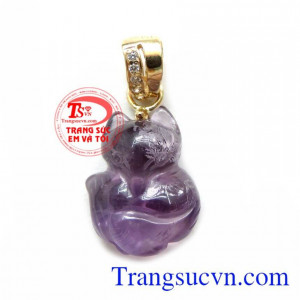 Bán Mặt Hồ Ly Móc Vàng Thạch Anh Tím chất lượng cao.