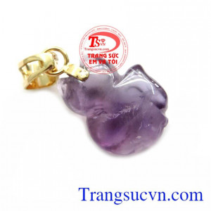Bán mặt dây chuyền hồ ly thạch anh tím bọc vàng 14k, đeo phong thủy lại đem lại may mắn về tình duyên. Mặt Hồ Ly Móc Vàng Thạch Anh Tím