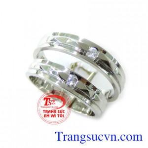 Cặp Nhẫn Hạnh Phúc Đong Đầy, nhẫn cưới vàng tây, nhẫn cưới đẹp