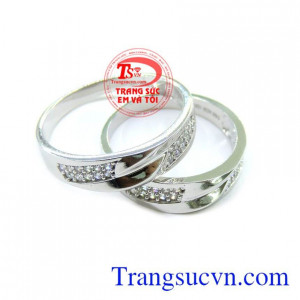 Đôi nhẫn cưới vàng tây 10k xinh xắn, thể hiện tình yêu xứng đôi vừa lứa, nhẫn cưới đẹp