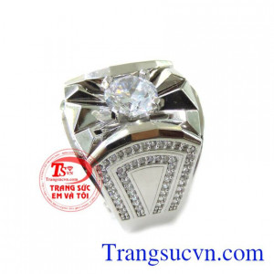 Nhẫn vàng trắng cho nam,nhẫn nam đẹp trắng 10k vàng nguyên chiếc,nhẫn đeo ngón giữa,chiếc nhẫn vàng trắng nam gắn kim cương nhân tạo. Nhẫn Vàng Trắng Nam 10k Sang Trọng