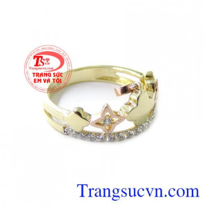 Nhẫn Vương Miện Nữ Hoàng Vàng 10k chất lượng cao. Nhẫn Vương Miện Nữ Hoàng Vàng 10k, nhẫn nữ vàng tây, nhẫn nữ đẹp