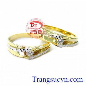 Cặp Nhẫn Cưới Sang Trọng, nhẫn cưới vàng tây, nhẫn cưới đẹp
