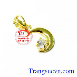 Mặt Dây Mặt Trắng Nhỏ Xinh, mặt dây chuyền vàng tây, mặt dây chuyền nữ đeo đẹp.