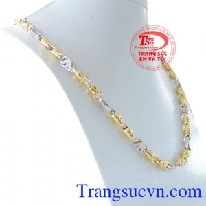 Dây chuyền nam italy vàng hai màu 10k, dây chuyền nam vàng tây, dây chuyền nam đẹp