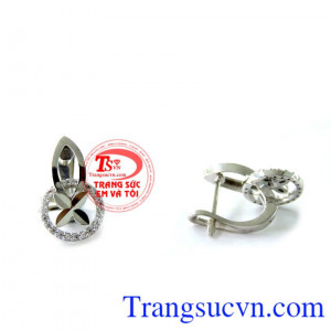 Bán Bông tai nữ vàng trắng sang trọng chất lượng cao. 
