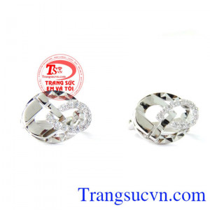 Hoa tai vàng trắng thời trang, hoa tai vàng tây, hoa tai nữ đeo đẹp. 