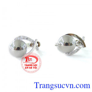 Bông tai mặt tròn tinh tế, hoa tai vàng trắng, hoa tai cho nữ đeo đẹp. 