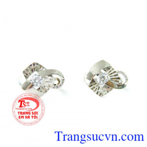 Bông tai vàng nữ trẻ trung, hoa tai vàng trắng, hoa tai nữ đeo đẹp. Bông tai vàng nữ trẻ trung