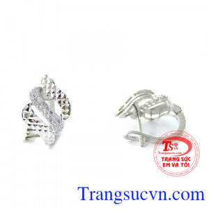 Bán Hoa tai vàng trắng xinh 10k chất lượng cao. 