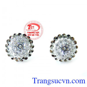 Đôi nụ hoa tai vàng trắng đẹp