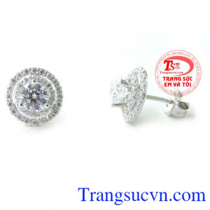 Bảo hành 6 tháng. Hoa tai nữ vàng gắn đá đẹp