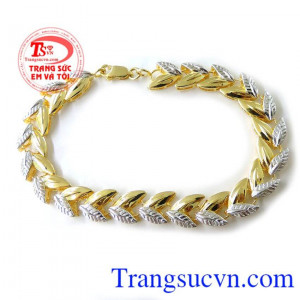 Lắc nữ lá vàng may mắn, lắc tay nữ vàng tây, lắc nữ đeo tay đẹp. 