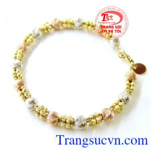 Vòng tay vàng Ý bi 3 màu, vòng tay vàn tây, vòng tay nữ đeo đẹp. 