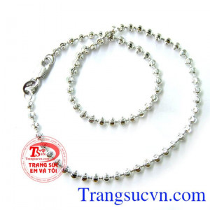 Lắc chân bi vàng trắng