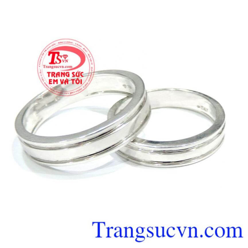 Nhẫn cưới trơn vàng trắng 18k