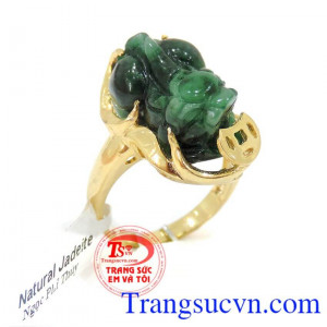 Tỳ hưu tài lộc nhẫn chất lượng vàng 14k đảm bảo,NGọc cẩm thạch thiên nhiên có GIẤY KIỂM ĐỊNH ĐÁ QUÝ và VÀNG kèm theo