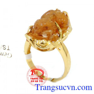 Nhẫn vàng tỳ hưu thạch anh tóc thiên nhiên có Giấy kiểm định Đá Quý và Vàng kèm theo Nhẫn vàng tỳ hưu thạch anh tóc, mang năng lượng tốt cho người đeo,chiếc Nhẫn vàng tỳ hưu thạch anh tóc.